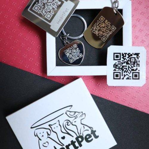HeartPet privezak i paket nalepnica srce QR code